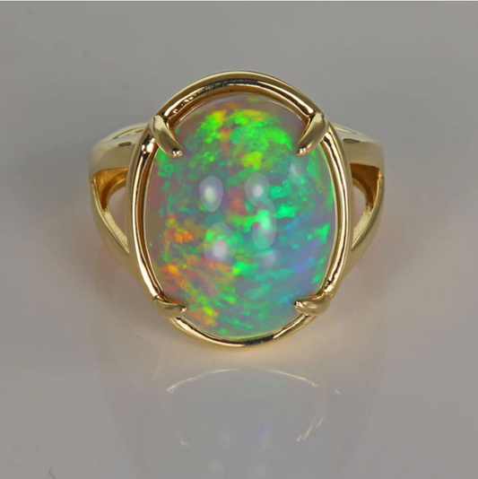 TEST 14K Yellow Gold Welo Opal Ring 14.56 Carats