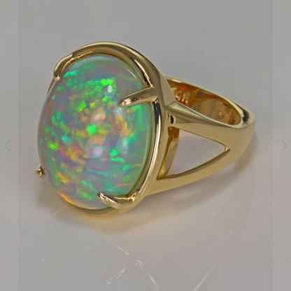 TEST 14K Yellow Gold Welo Opal Ring 14.56 Carats