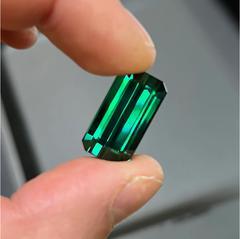 TEST Blue Green Emerald Cut Tourmaline Gemstone 21.25 Carats